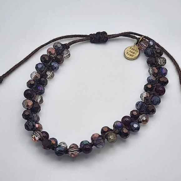 Lotus & Luna Brown, Garnet, & Crystal Adjustable Bracelet - Picture 3 of 3